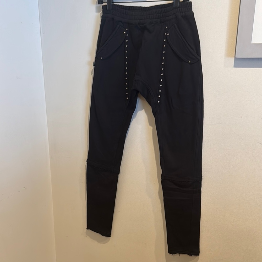 Psylo Black‎ Track Pants with Studded Details and Tapered Legs